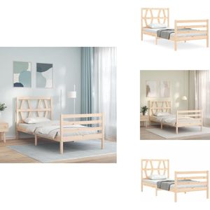 vidaXL Bedframe - Bedframes - Bed - Eenpersoonsbed - Bedframe met hoofdbord massief hout 100x200 cm