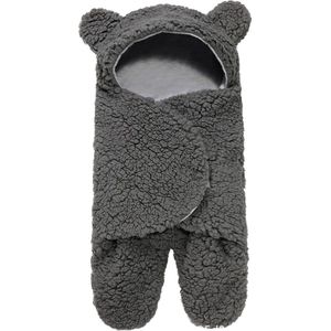 Baby Slaapzak Donkergrijs maat M | Teddy zacht gevoerd| Newborn | Autostoel kinderwagen zak doek