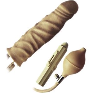 You2Toys – Opblaasbare Strap On Penis Sleeve met Vibratie Ei voor Man en Vrouw – 20 cm – beigeig