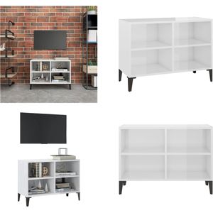 vidaXL Tv-meubel met metalen poten 69-5x30x50 cm hoogglans wit - Tv-kast - Tv-kasten - Tv-standaard - Tv-standaarden