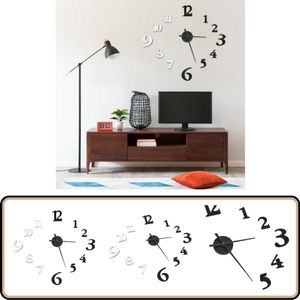 vidaXL 3D-wandklok modern XXL 100 cm - Zwart en Wit 3D Wandklok - Xxl Klok - Moderne Wandklok - Zwarte Wandklok - Witte Wandklok