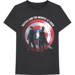 Marvel The Falcon And The Winter Soldier - Shield Logo Heren T-shirt - L - Zwart
