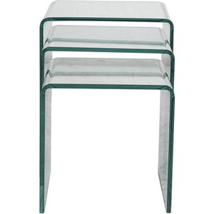 Vente-unique Set van 3 inschuifbare bijzettafels MINKA - glas