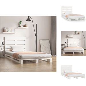vidaXL Klassiek houten bed - 190x75x80cm - Massief grenenhout - Wit - Matras niet inbegrepen - Bed