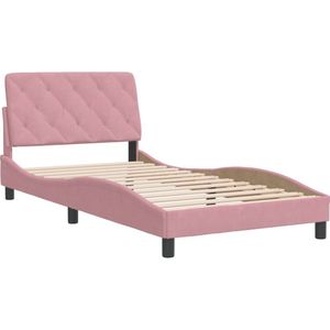 vidaXL-Bedframe-met-hoofdeinde-fluweel-roze-100x200-cm