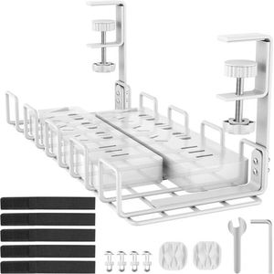 Kabel Management Tray L 157 ""W 63"" Geen Boor Staal - Bureau Kabel Organisatoren - Kabel Management Rack - Bureau Kabel Tray - Draad Organizer - Met Bureau Cord Organizer - Wit