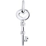 Lucardi Dames Zilveren hanger sleutel/hart - Hanger - 925 Zilver - Zilverkleurig