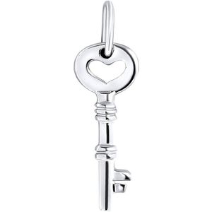 Lucardi Dames Zilveren hanger sleutel/hart - Hanger - 925 Zilver - Zilverkleurig