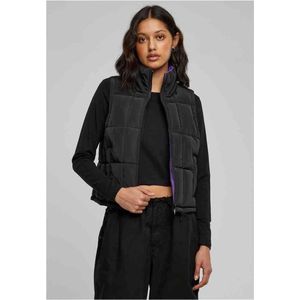 Urban Classics - Reversible Cropped Puffer Mouwloos jacket - XS - Zwart/Paars