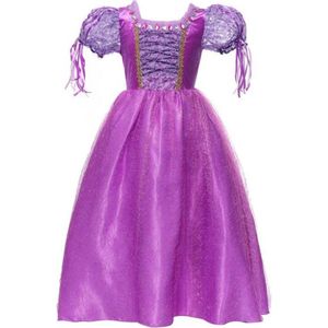 Prinses - Prinsessen jurk - Glitter - Prinsessenjurk - Paars - Verkleedkleding - Feestjurk - Sprookjesjurk - Maat 110/116 (120) 4/5 jaar
