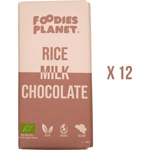 FOODIES-PLANET® 39% Belgische Rijsmelk Chocolade - Vegan - Biologisch - Chocolade reep - 12 x 100g