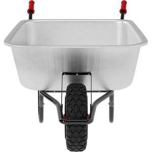 Kruiwagen - Kruiwagen 100 liter - Kruiwagenwiel - Kruiwagens - Max. 210 kg - Tot 100 L - Staal - Zilver - Rood - 140 x 54 x 60 cm