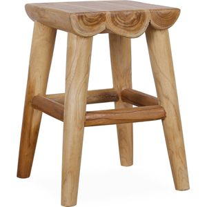 Stijlvolle Teak Kruk ""Kimmo"" - Prachtige Vierkante Plantentafel van Teakhout 30x30xH45cm - Creëer Sfeer met deze Duurzame Kruk