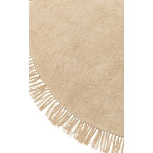 J-Line tapijt Rond + Franjes - katoen - beige