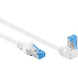 S/FTP CAT6a 10 Gigabit netwerkkabel haaks naar boven / recht / wit - LSZH - 1 meter