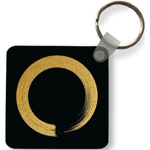 Sleutelhanger - Uitdeelcadeautjes - Cirkel van gouden glitter op een zwarte achtergrond - Plastic