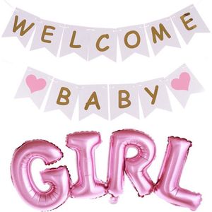 Baby Girl 2-delige decoratie set - baby - genderreveal - slinger - ballon - baby - girl - geboorte