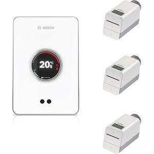 Bosch EasyControl set m. 1x Single slimme kamerthermostaat en 3x Smart radiatorthermostaatkop wit