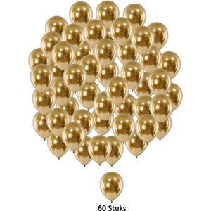 60 stuks Goud Helium Ballonnen Chrome/Metallic Gold – Verjaardag Versiering - Decoratie voor jubileum - Verjaardagversiering - Feestartikelen - Vrijgezellenfeest - Trouwfeest - Geslaagd feest - Geschikt voor Helium en Lucht