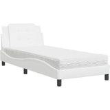 vidaXL - Bed - met - matras - kunstleer - wit - 90x190 - cm