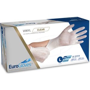 Eurogloves handschoenen vinyl poedervrij transparant - Large- 100 x 120 stuks voordeelverpakking