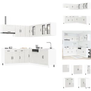 vidaXL Keukenkastset - Keukenkastsets - Keukenunitset - Kastset - 11-delige Keukenkastenset Lucca bewerkt hout glanzend wit