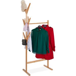 Relaxdays garderoberek bamboe - verticale kapstok staand - kledingrek slaapkamer - groot