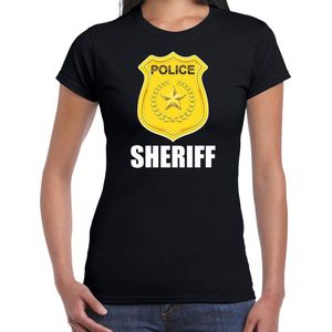 Sheriff police embleem t-shirt zwart voor dames - politie agent - verkleedkleding / kostuum XXL