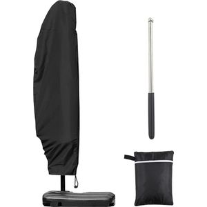 Parapluhoes voor zweefparasol 3m 4m, beschermhoes met ritssluiting voor grote parasol met telescoopstang, UV-anti-waterdichte hoes voor zweefparasol, 280x30/80/45 cm