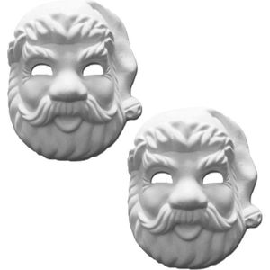 2x stuks papier mache maskers kerstman - Papiermache maskers - Kerstman artikelen - Kerst accessoires - Kerstverkeedkleding