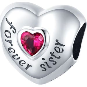 Hart forever sister zirkonia bedel | Forever love bead | bedels beads cadeau | Zilverana | geschikt voor alle bekende merken | 925 zilver | moederdag