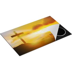 Chefcare Inductie Beschermer Kruis van Jezus Christus bij Zonsondergang - 85x52 cm - Afdekplaat Inductie - Kookplaat Beschermer - Inductie Mat