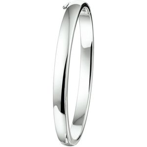 The Jewelry Collection Bangle Scharnier Bolle Buis 6 X 60 mm - Zilver Gerhodineerd
