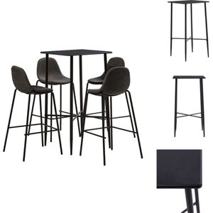 vidaXL Barset Zwart - MDF - Staal - Bartafel 60x60x111cm - Barstoelen 51x49x99cm - Donkergrijs - Set tafel en stoelen