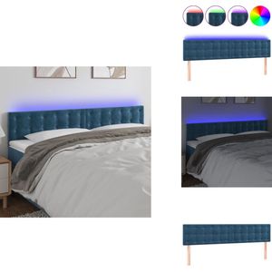 vidaXL Hoofdbord - Hoofdborden - Hoofdeinde - Houten Hoofdbord - Hoofdbord LED 200x5x78/88 cm fluweel donkerblauw