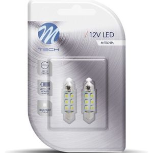 M-Tech LED C5W 12V 36mm - Basis 6x Led diode - Groen - Set