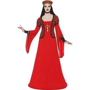 Smiffy's - Lady Tudor Kostuum Assassin Vrouw - Rood - Large - Halloween - Verkleedkleding