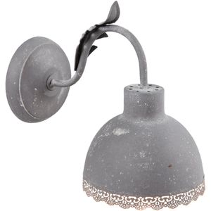 Clayre & Eef Wandlamp 15x26x24 cm Grijs Ijzer Kunststof Rond Muurlamp