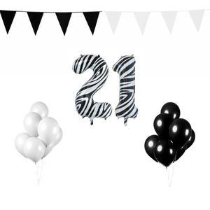 21 jaar Verjaardag Versiering Pakket Zebra