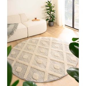 Rond vloerkleed Scandinavisch - Fjord Reise grijs/crème 120 cm rond