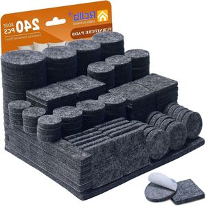 Zelfklevende viltglijders - 240 stuks - Premium viltpads 5 mm dik - Sterke kleefpads voor effectieve bescherming van stoelen, meubels en tafels (vierkant en rond)