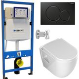 Geberit UP320 Toiletset - Inbouw WC Hangtoilet Rimless Aloni met Bidetkraan - Sigma-01 Zwart