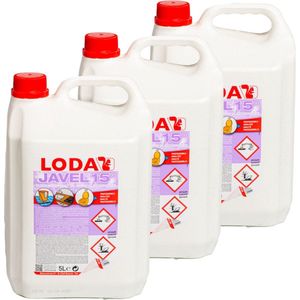 Loda javel 15° - 3 x 5L bleekwater - Vloeibaar desinfecterend schoonmaakmiddel - Voordeelpakket