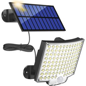 Zonne-energie Wandlamp met Bewegingssensor - 106 LED, IP65 Waterdicht, Tuinverlichting met 5m Kabel