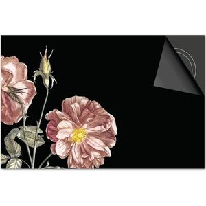 Inductie beschermer 81x52 - afdekplaat inductie mat - Dietrix Kookplaat beschermer - Base - Botanical - Klaproosjes op zwart