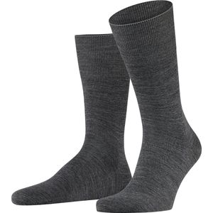 FALKE Airport warme ademende merinowol katoen sokken heren grijs - Maat 39-40