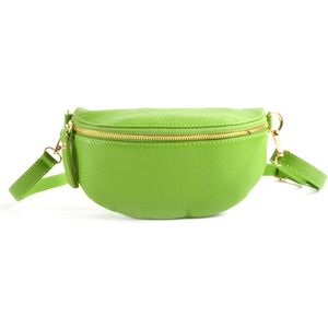 Giuliano Lederen Bumbag/Heuptas - appelgroen - made in Italy