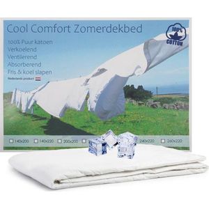 Cool Comfort Zomer Dekbed | Katoen | Verkoelend Zomerdekbed | Ventilerend & Absorberend | Fris & Koel Slapen | 240x200 cm