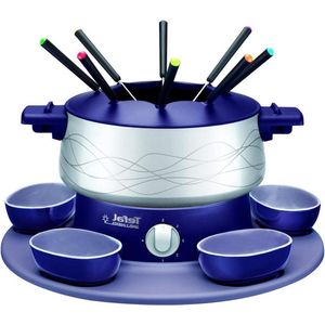 Fondue-apparaat met antiaanbaklaag en draaiplateau - 5 schaaltjes - Franse fondues - Tefal Simply Invents EF351412 - blauw grijs draaiplateau elektrisch