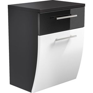 Lage badkamerkast Milan Antraciet Wit - MDF - Breedte 40 cm - Hoogte 53 cm - Diepte 30 cm